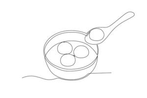 un tangyuan comida en un cuchara vector