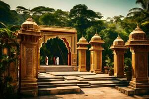 the entrance to a temple in india. AI-Generated photo