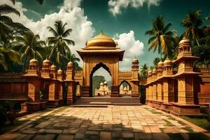 the entrance to a temple in india. AI-Generated photo