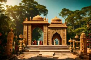 el Entrada a un templo en India. generado por ai foto