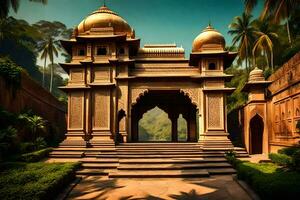 an ornate entrance to a temple in india. AI-Generated photo