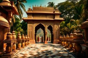 the entrance to a palace in india. AI-Generated photo