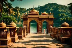 the entrance to a temple in india. AI-Generated photo