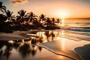 el Dom conjuntos en el playa en bahamas generado por ai foto