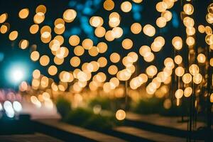 un grupo de luces en el oscuro. generado por ai foto