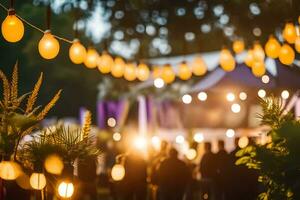 a group of people at an outdoor wedding. AI-Generated photo