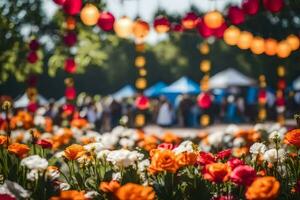 flores en el parque. generado por ai foto