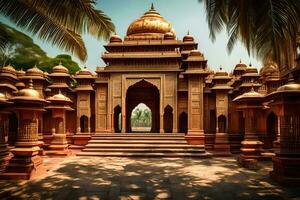 the entrance to a temple in india. AI-Generated photo