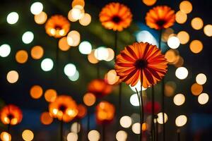 orange flowers in front of a dark background. AI-Generated photo