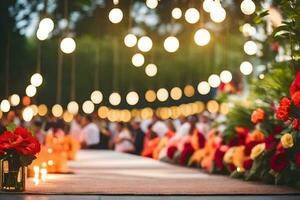 un Boda ceremonia con velas y flores generado por ai foto