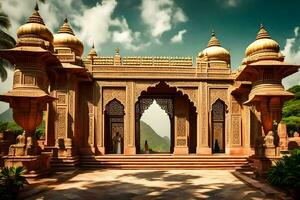 the entrance to a palace in india. AI-Generated photo