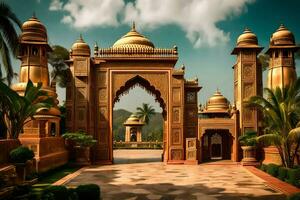 the entrance to a palace in india. AI-Generated photo