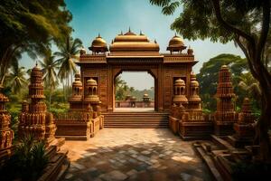 el Entrada a un templo en India. generado por ai foto