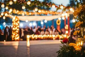 un Boda ceremonia con velas y flores generado por ai foto