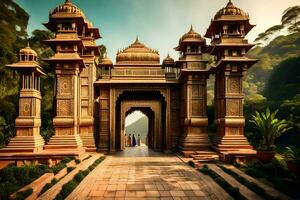 the entrance to a temple in india. AI-Generated photo