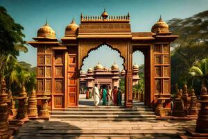 el Entrada a un palacio en India. generado por ai foto