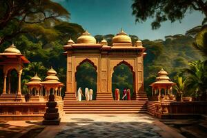 photo wallpaper the sky, trees, temple, the gate, the temple, the gate, the. AI-Generated