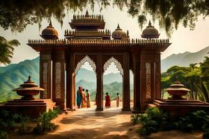 the gate of the palace in india. AI-Generated photo