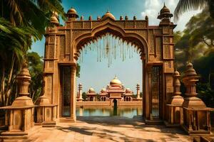 the entrance to a mosque in india. AI-Generated photo