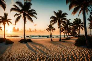 el Dom conjuntos en el playa en el caribe. generado por ai foto