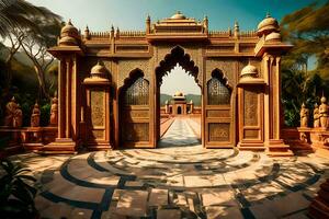 el Entrada a un palacio en India. generado por ai foto