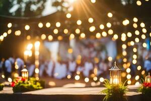 a wedding ceremony with candles and lights. AI-Generated photo