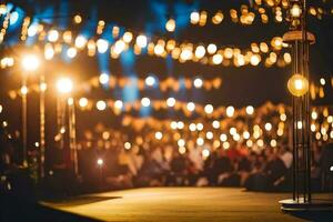 a stage with lights and people in the background. AI-Generated photo