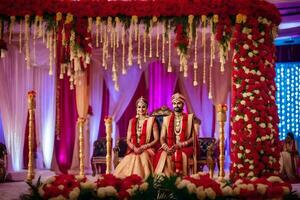 indian wedding ceremony at the grand ballroom. AI-Generated photo