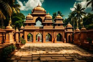 el Entrada a un templo en India. generado por ai foto