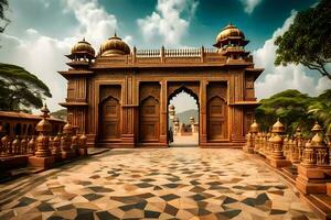 the entrance to a palace in india. AI-Generated photo