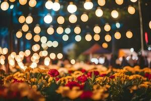 flowers in the park at night. AI-Generated photo