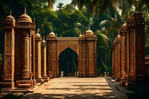 the entrance to a temple in india. AI-Generated photo