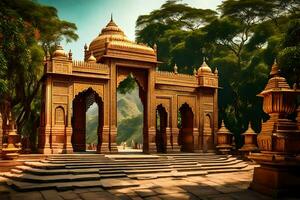 an artistic rendering of a temple in india. AI-Generated photo