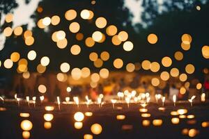 candles are lit in the dark with bokeh. AI-Generated photo