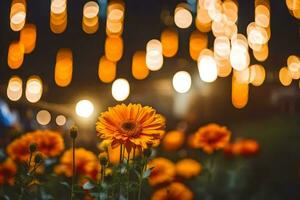 orange flowers in front of a blurred background. AI-Generated photo