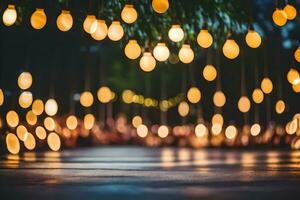 many lights hanging from a tree. AI-Generated photo