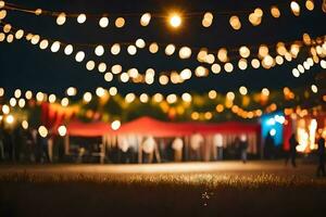 un noche hora ver de un grande al aire libre evento con luces. generado por ai foto