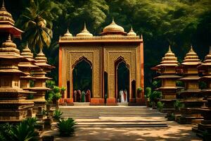 the entrance to a temple in india. AI-Generated photo