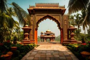 the entrance to a palace in india. AI-Generated photo