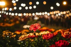 flowers in the night. AI-Generated photo