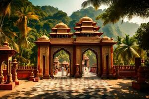 el Entrada a un templo en India. generado por ai foto