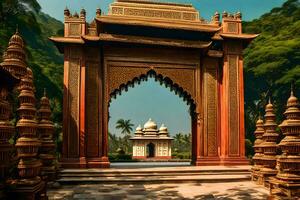 the entrance to a temple in india. AI-Generated photo