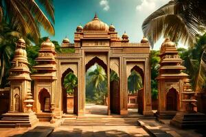 the entrance to a temple in india. AI-Generated photo