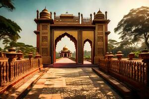 el portón de el palacio de el Rey de India. generado por ai foto