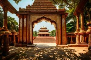 the entrance to a temple in india. AI-Generated photo