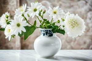 a white vase with white flowers in it. AI-Generated photo