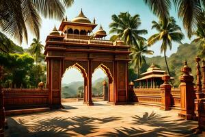 el Entrada a un templo en India. generado por ai foto