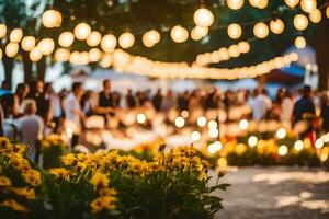 a wedding party is shown with lights and flowers. AI-Generated photo