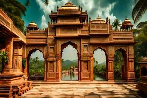 the beautiful architecture of the indian palace. AI-Generated photo