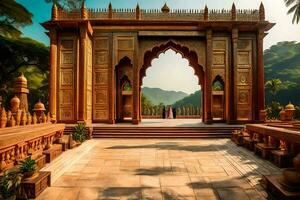 the entrance to a palace in india. AI-Generated photo